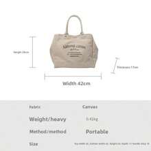 Japanese Retro Large Capacity Canvas Tote Bag For Women, INS Slouchy Letter Print Commuter Shoulder Handbag Bucket Bag - Multicolor - View 6