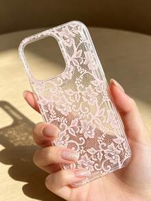 1件 粉色蕾絲氣墊手機殼 全包覆 TPU 適用於 iPhone 17/17Pro/17ProMax/16/16Pro/16ProMax/15/15Pro/15ProMax/14/13/12/11 - 粉色 - 查看 4