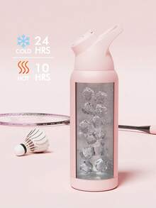 Powcan 32盎司不鏽鋼保溫水壺，附吸管與提環，雙層真空設計可保冷24小時，防漏，適合運動與旅行 - 粉色 - 查看 3