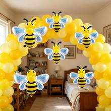 5pcs Colorful Bee Shaped Aluminum Foil Balloon Set, Theme Party Atmosphere Decoration Balloons - 多色 - 查看 3