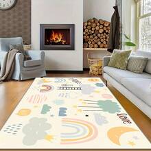 1pc Cute Illustration Decorative Rug, Home Decor, Area Rug, Casual Blanket, Bedside Rug, Bedroom Rug, Washable Rug - Multicolor - View 3