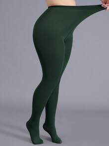1 Pair Punk Style Army Green Thin Tights For Women, Suitable For Daily Wear, Dating And Casual Outfits - Army Green - View 4