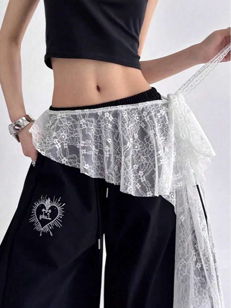1pc Multifunctional Solid Color Lace Ruffle Skirt, This Fashionable Single Layer Embroidered Lace Mini Skirt Is Perfect For Pairing With Leggings, Hoodies Or Sweaters, A Versatile Fashion Item For All Seasons - Multicolor - View 10