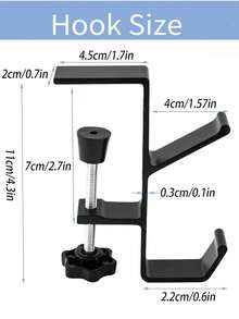 1pc Multi-Function Under-Desk Hook, Adjustable Backpack, Umbrella And Headphone Hook, Designed For Elementary School Desks, Office Desk Edge Storage Rack, Easy Installation Without Drilling, Essential For Back To School Season - A - View 11