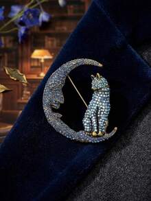 Luxury Rhinestone Cat Brooches - Animal Pins For Women Unisex Casual Party Jewelry Accessories / Friends Gifts Badges Decoration - Cat - View 19