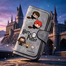 Warner Bros 1 pieza Nueva cartera de moda de la serie Harry Potter para mujer, plegable de gran capacidad de material PU, esencial para salidas diarias - A - Ver 5