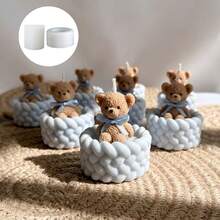 SILIKE LUFEI 2pcs Sitting Bear & 2-Layer Rope Candle Holder Silicone Mold, Suitable For Resin, Plaster, Candle, Aromatherapy Products, Home Decor, Wedding Tabletop Display - Silicone Mold - View 1