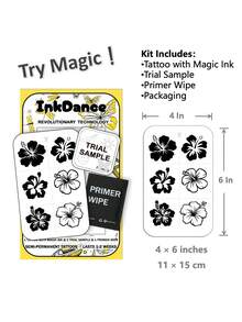1 Kit de Tatuajes de Tecnología "Hibiscus", Tatuajes Semipermanentes, Tatuajes Temporales, Larga Duración, Tatuajes Falsos, Resistentes al Agua, Apariencia de Tatuaje Auténtico, InkDance, Ink Dance, a Base de Plantas D091 - Negro - Ver 3