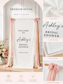Letrero de Bienvenida Personalizado para Boda | Pancarta de Tela Vertical para Boda | Fondo Personalizado con Nombre & Fecha | Decoración Rústica para Ceremonia al Aire Libre - Multicolor - Ver 4