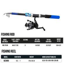 Telescopic Fishing Rod Spinning Reel Combo Kit, Lightweight Collapsible Fishing Pole With Fishing Line & Portable Storage Carry Bag, Non-Slip EVA Handle Outdoor Fishing Tackle Gear For Lake River Freshwater Angling - Blue - View 4