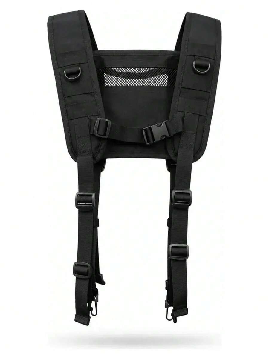 Tactical H-Harness Suspenders With Mesh MOLLE System And Adjustable Straps - Black - View 1