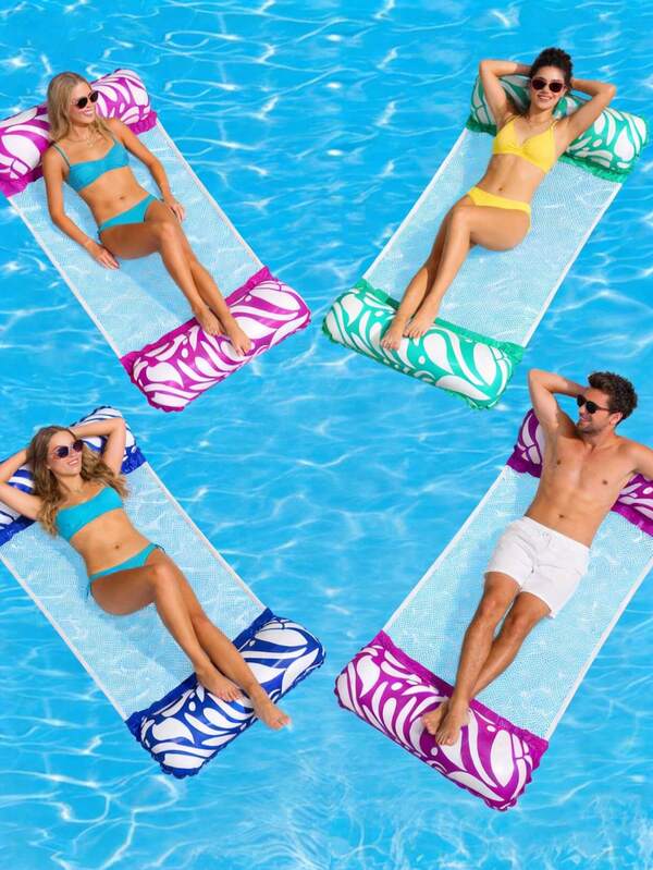 Inflatable Foldable Floating Row Swimming Pool Party Water Hammock Air Mattresses Pvc Stripe Water Floating Inflatable Mat