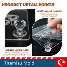 1pc Transparent Acrylic Tiramisu Cake Stencil, Personalized Tiramisu Cake Printing Mold, Creative Cake Mold, Hollowed-Out Blessing Phrase Design Template, Easy To Use, Clear Pattern, Reusable,Suitable For Graduation Party Cake Decoration - View 3