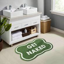 GetNaked Bath Mat Long Runner, Cute Bathroom Rug, Soft Fluffy Printed Carpet, Bathroom Mat, Bath Mat, Bathroom Decor, Rug For Bathroom, Door Mat, House Mats, Kawaii Rug - Green - View 6