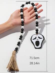 1pc Halloween Ghost Face Beaded Tassel Hanging Ornament, Spooky Layered Tray Fireplace Decor, Trick Or Treat Halloween Eve, Autumn Gothic Farmhouse Dark Aesthetic Front Door Window Indoor Party Seasonal Wall Haunted Desktop Display Ornament - Multicolor 7 - View 10