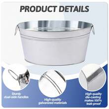 2Pack Large 3.6 Gallon Galvanized Ice Buckets With Carry Handles,  Ice Bucket For Parties, Mimosa Bars, Beverage Tubs, And Beverage Stations For Champagne, Cocktails, Beer, Wine - View 3