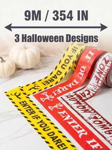 9-Meter Halloween-Themed Warning Tape, Outdoor Garden Safety Line Decoration, Warning Pattern, Suitable For Garden Decoration, Outdoor Decoration, Home Decoration, Halloween Decoration, Horror Scene. - View 2