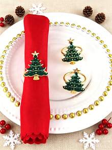 Christmas Napkin Rings, Christmas Table Decor, 2-50pcs Elegant Christmas Tree Napkin Rings, Green Christmas Tree Napkin Rings, Suitable For Birthday, Farmhouse, Wedding, Thanksgiving, Perfect For Buffet Table Decoration - Multicolor - View 10