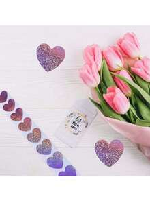 500pcs Holographic Laser Heart Stickers, 1 Inch Rainbow Heart Stickers, Suitable For Party, Wedding, Valentine's Day, Envelopes, Gift Wrapping And DIY Decoration - Multiple Styles - View 6