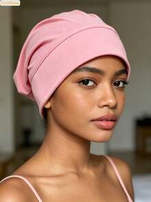 CONFLASS Women's Soft Milk Silk Sleep Hair Bonnet, Elastic Stretchable Breathable Night Hair Cap, Protects Curly And Natural Hair, Solid Color Satin Hair Cover - Multicolor - View 7