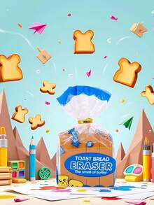 12pcs Bread Shaped Mini Toast 3D Erasers, Pencil Erasers, Drawing Supplies, Student Artist Sketching Tools, Art And School Supplies, Erasers, Back To School Gift - Default - View 3