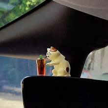 2pcs Cute Cat Car Decor, Resin Japanese Style Cat Ornament, Healing Decoration For Car Interior, Desk, Home, Micro Landscape, Back To School Season - Cat Drinking Beverage - View 10