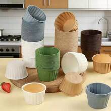 50pcs Heat-Resistant Oil-Proof Paper Cake Cups, Oven- Rolled Edge Paper Cups, Rolled Edge Paper Liners, Baking Cake Cup Molds, Cake Liners, Small Cake Baking Cup Liners, Baking Shop Christmas Wedding Birthday Party Paper Cups - Multicolor - View 13