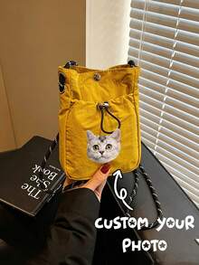 Custom Crossbody Bag,Custom Photo Small Shoulder Bag,Letter Design Mini Crossbody Bag, Suitable For Daily Casual Use - Multicolor - View 1