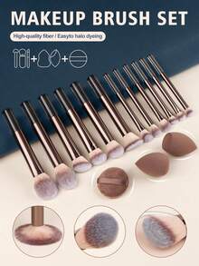 Set di 5 pennelli professionali per il trucco, pennello per blush di alta qualità, pennello per contouring, pennello per ombretti, pennello per illuminante, strumenti per il trucco per una base impeccabile - Caffè Marrone - Visualizzare 3