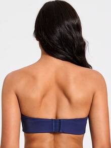 MELENECA Women's Strapless Bra For Large Bust Minimizer Unlined Bandeau With Underwire - Blue - View 3