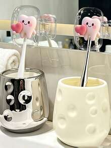 Heart-Shaped Tooth Pattern Portable Combination Set Toothbrush Holder Protective Cover, Portable Toothbrush Case, Travel Toothbrush Storage Box, Portable Toothbrush Head Protective Clip, Toothbrush Storage Clip, Home And Travel Dust-Proof Toothbrush Protective Cover, Suitable For Home And Travel Use, Travel Toothbrush Storage Clip, Protect Your Toothbrush Cleanliness And Care For Your Oral Health - A - View 5