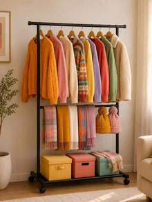 Freestanding Clothes Rack For Home, For Bedroom, Portable Clothes Rack, Simple Clothes Hanger For Dorm, Floor Standing Clothes Rack For Balcony - 100*40*182CM - View 2