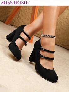 [MISS ROSIE]2026 SS New Arrival: Elegant Women's Mary Jane Heels In Multiple Colors, Round Toe With Single T-Strap. Local Stock Fast Delivery In 3 Day - 黑色 - 查看 1