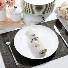 7.5 Inch/10.25 Inch Gold Rim Dinner Plates, Elegant Dessert/Pasta/Pizza/Cake/Salad Plates, Reusable And Easy To Clean, Suitable For Weddings, Birthdays, Valentine's Day, Outdoor Parties And Daily Use - A Choice For Formal And Informal Event Planners, Home Goods, Holiday Supplies, Modern Decor, - Multicolor - View 4