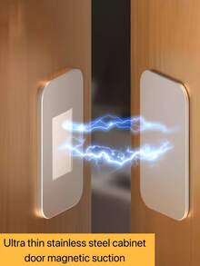 4 paia di fermi magnetici ultra sottili per armadi, magneti per ante senza foratura con nastro biadesivo forte, fermi magnetici nascosti per porte pesanti per cucina, armadio, cassetto, porta scorrevole - Multicolore - Visualizzare 5