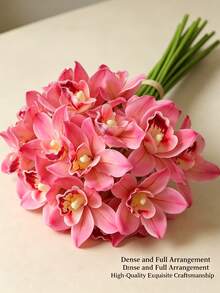Set de 6 piezas Nuevos Diseños de Ramos de Flores de Orquídea Artificial de 6 Tallos, Decoración de Escritorio de Alta Gama para el Hogar/Oficina Flores Artificiales - multicolor - Ver 2