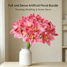 6PCS Artificial Large Orchid Flowers, Premium Living Room Decor, Faux Floral Arrangement, Wedding Bouquet - Multicolor - View 6