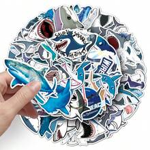 50pcs Cute Shark Stickers, Suitable For Water Bottles, DIY Decoration, Scrapbooking, Etc. - Multicolor - View 4