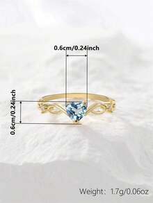1pc Romantic Cubic Zirconia Ring For Women, Wedding Engagement Party Jewelry, Valentine's Day Gift - Baby Blue - View 5