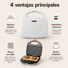 Sandwichera Eléctrica Aigostar Multifunción 800W con Placas Removibles Antiadherentes, Prepara Paninis y Wafles en Casa - Blanco - Ver 7