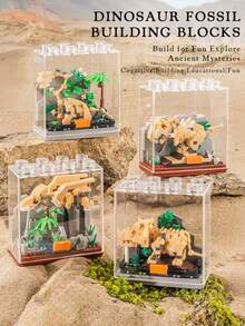 Creative Dinosaur Fossil High Building Blocks For Boys And Girls Small Granular Dinosaur Building Blocks Animal Toys And Decorative Items - 彩色 - 查看 2
