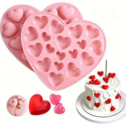 1 pieza Molde de silicona con forma de corazón para chocolate, fácil de desmoldar y antiadherente, para hornear pudín, pastel, caramelo, galleta, hacer jabón, gomitas, regalo del Día de San Valentín/Feliz Cumpleaños