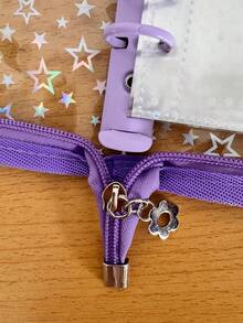 1pc A5 Star Multi-Color Zipper Loose-Leaf Notebook Sticker Refill Pages, Suitable For School, Office, Planner, Travel Photos, Notes, Creative Writing, DIY Photo Album, Memo, Travel Journal, Cash & Check Storage School Supplies - A5 Stars - View 3