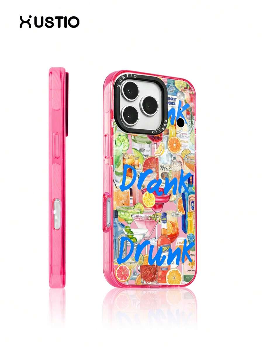 1pc Summer Ocean Fruit Cocktail Letter Pattern Patchwork Transparent Anti-Drop TPU Phone Case, Camera Bump Protection Shell, Suitable As Holiday Gift For Partner And Friends, Compatible With Apple XS/XS Max/XR/11/12/13/14/15/16 Pro/Pro Max/14/15 Plus/17/16 Pro Max - Multicolor - View 1