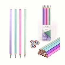 12pcs Wooden Rainbow Exterior Black Core Pencils, Suitable For Adults And Students, Multi-Color Pencils For Writing, Drawing, Sketching, Back To School Office Supplies, Holiday Gifts (Random Packaging) - Default - View 7