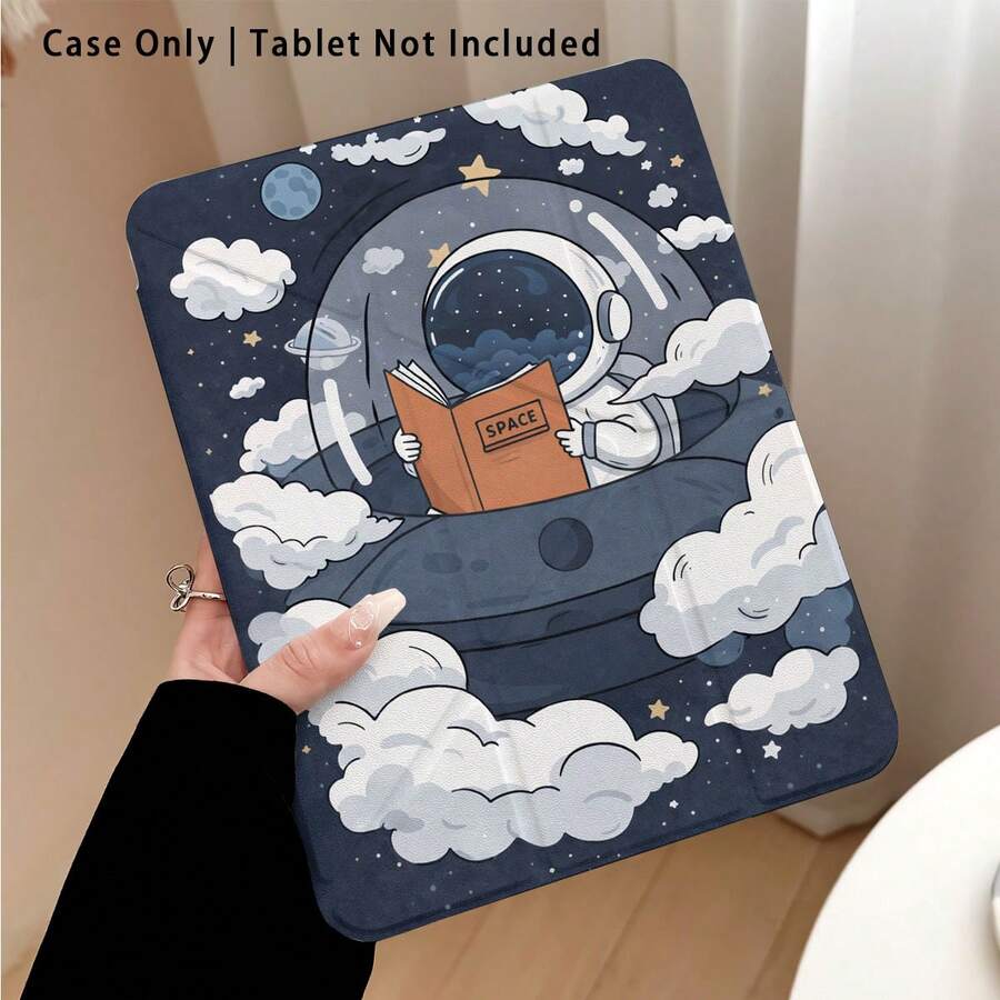 太空人雲朵圖案彩繪效果平板保護殼附支架,相容 Honor 8/9/10/X8/X8A/X9/X8Pro/X9Pro、MatePad SE 11"/MatePad 11"/11.5"、MatePad Pro、Apple 10th/11th Gen 2025 (A16)、Galaxy Tab A7/A9 及其他熱門機型 - 款式3 - 查看 1