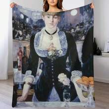 A BAR AT THE FOLIES-BERGERE - EDOUARD MANET Throw Blanket Thermal Cute Quilt Designers Blankets - Black - View 7