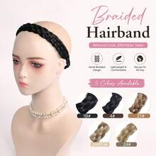 Women's Synthetic Handmade Braided Elastic Hairband, Stretchable Braided Hair Hoop Headband, Multi-Color Faux Braided Hair Accessory, Suitable For Daily Wear, Party And Travel - Multicolor - View 5