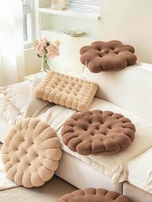 1 pieza Alfombra de piso con forma de galleta engrosada, resistente a mordeduras de mascotas y lavable a máquina, cojín redondo/rectangular, decoración del hogar multiusos para todas las estaciones - Multicolor - Ver 2