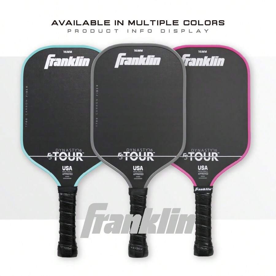 Franklin 皮克球拍 T700 碳纖維表面 USAPA 認證 增強抓地力與旋轉 16MM 聚丙烯蜂巢芯 適合初學者與進階球員 - 彩色 - 查看 1